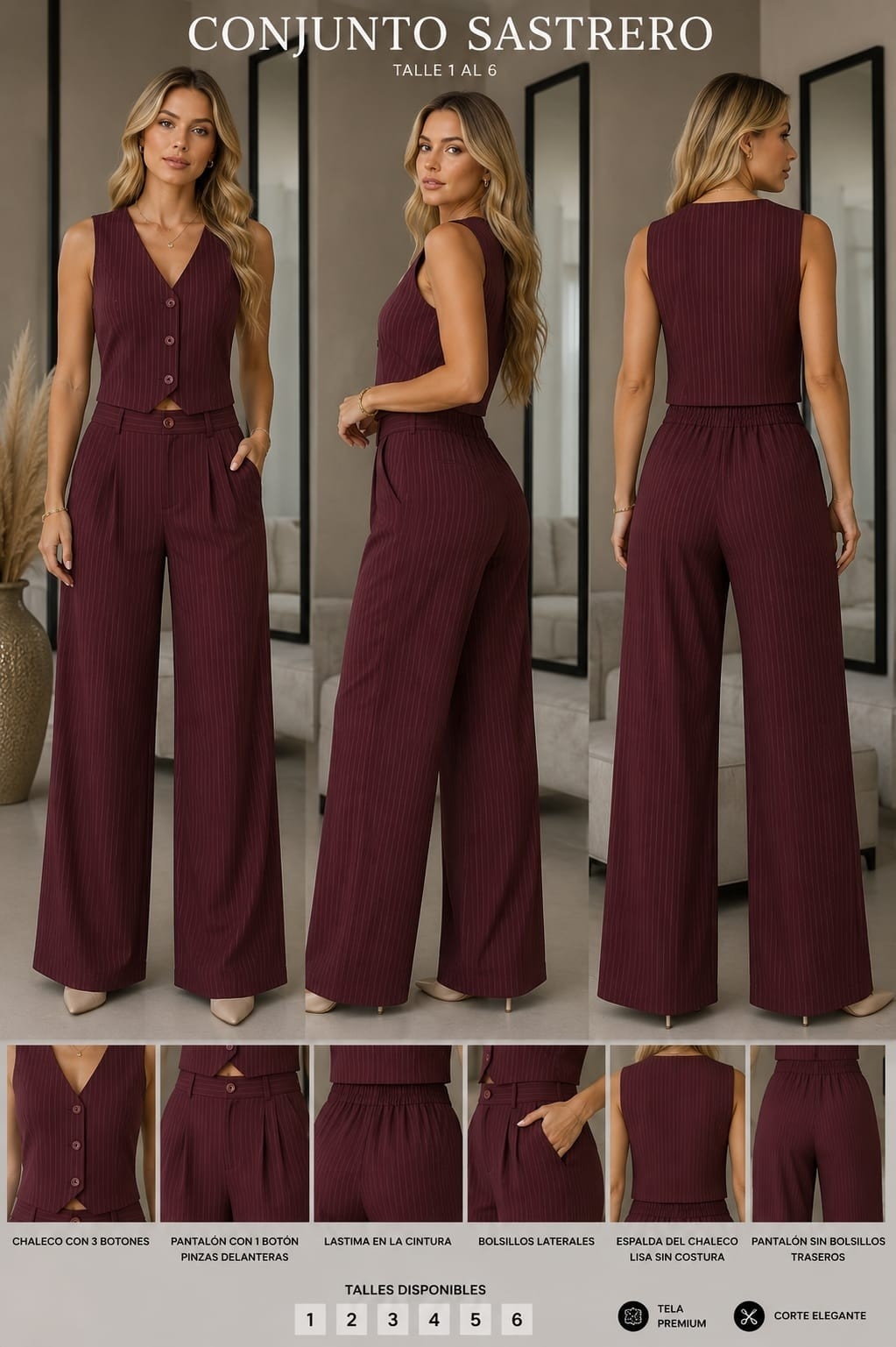 Conjunto Sastreros de Vestir Rallados - Imagen 2