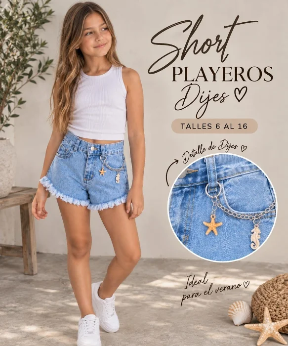 Short Playero Celeste
