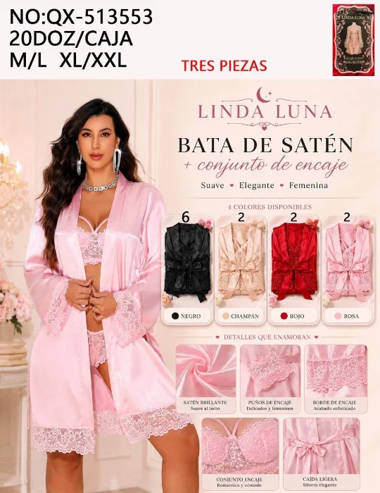 Pijama Satén 3 Piezas