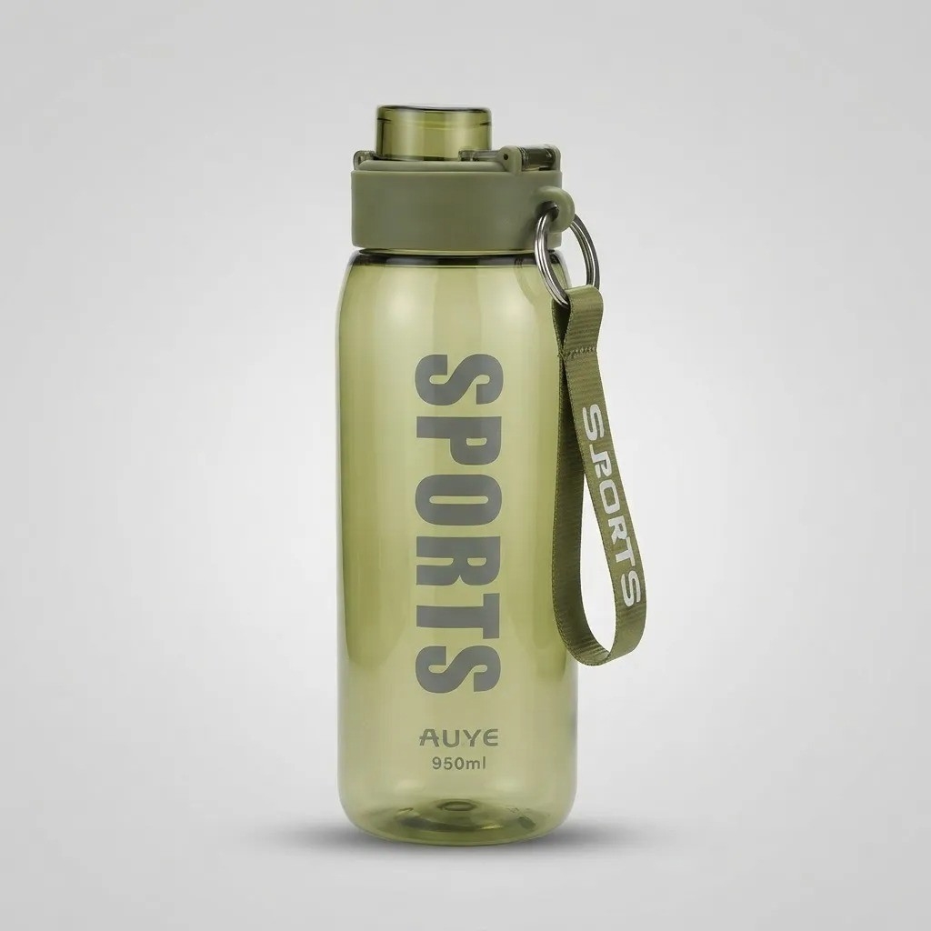 Botella Deportiva 950ml Transparente Color con Correa - Imagen 1