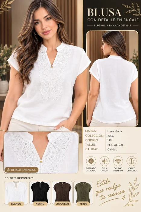 Blusa Cuello Mao con Brodery.199