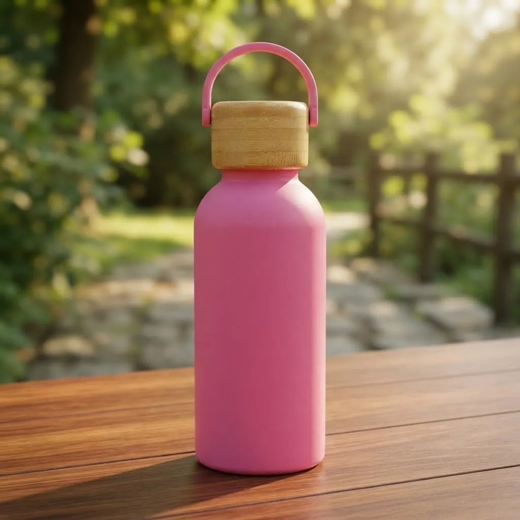 Botella Termica Acero Inoxidable Tapa Bambu 350ml - Imagen 5