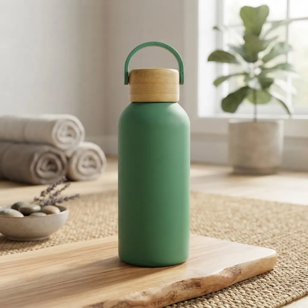 Botella Termica Acero Inoxidable Tapa Bambu 350ml - Imagen 6