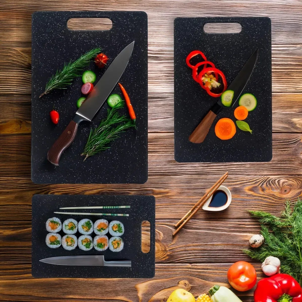 Set X3 Tabla Cocina Profesional Picar Cortar Plástico - Imagen 4