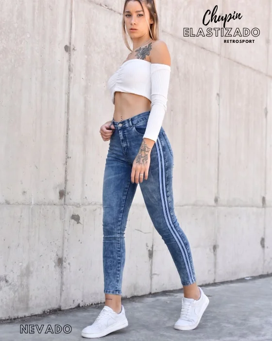 Jean Slim Elastizado 2 Lineas Retro Sport - Nevado
