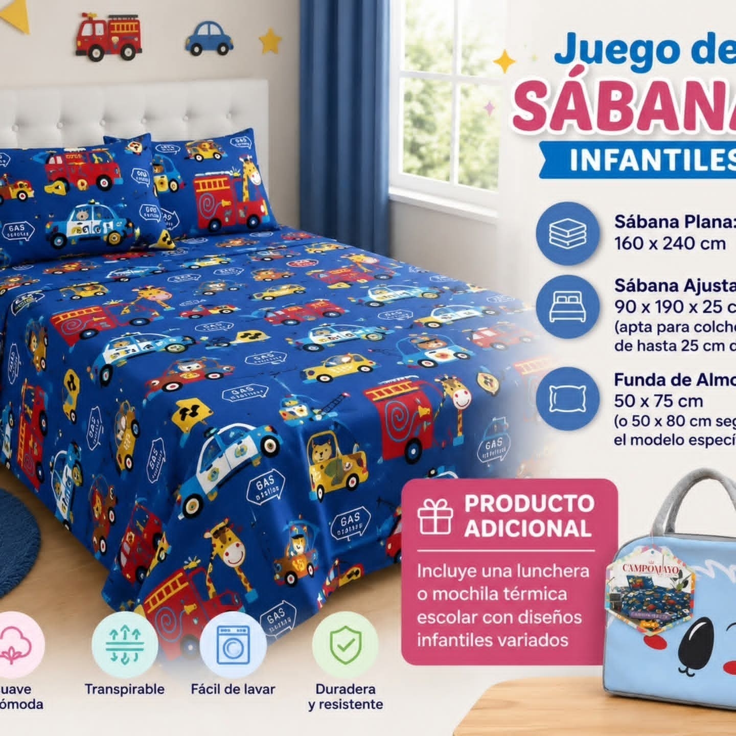 Sabanas Infantiles + Bolsito Termico - Imagen 8