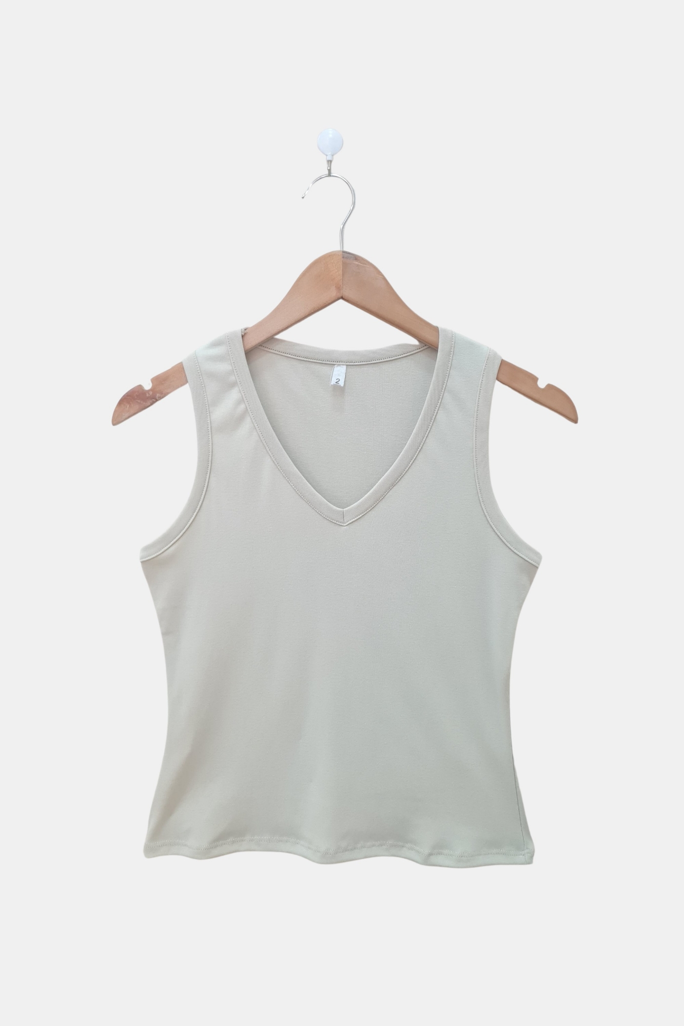 Musculosa de Tejido de Punto Básica con Escote en "v" - Imagen 1