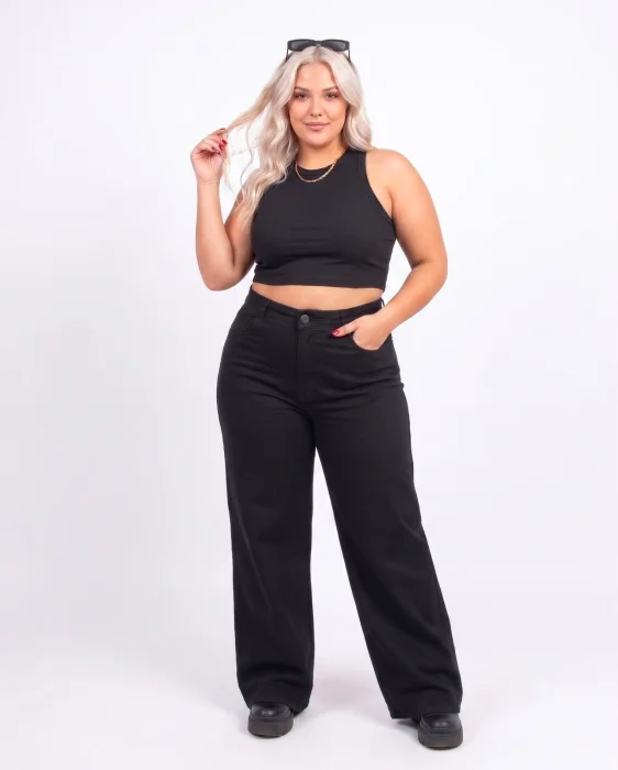 Wide Leg Elastizado Gabardina