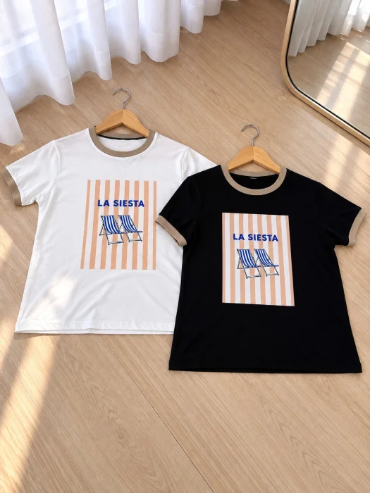 Remeras Combinada de Algodón