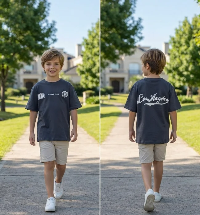 Remera Oversize Doble Estampa de Algodon Peinado Premium