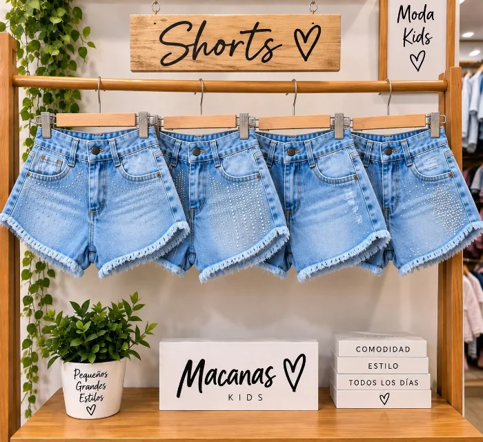 Shorts Jean con Brillo