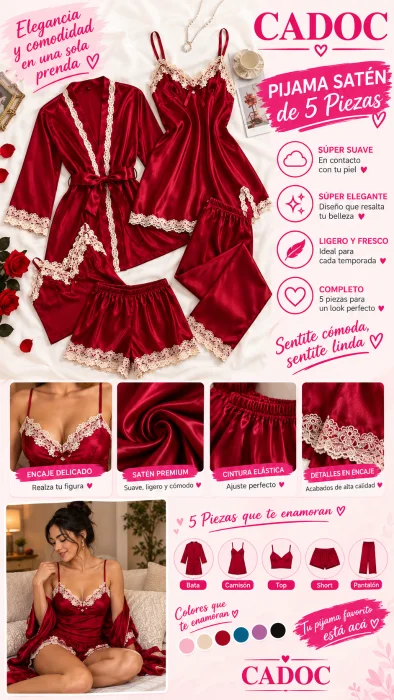 Pijama Satén 5 Piezas