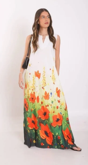 Vestido Estampado Flores Importado