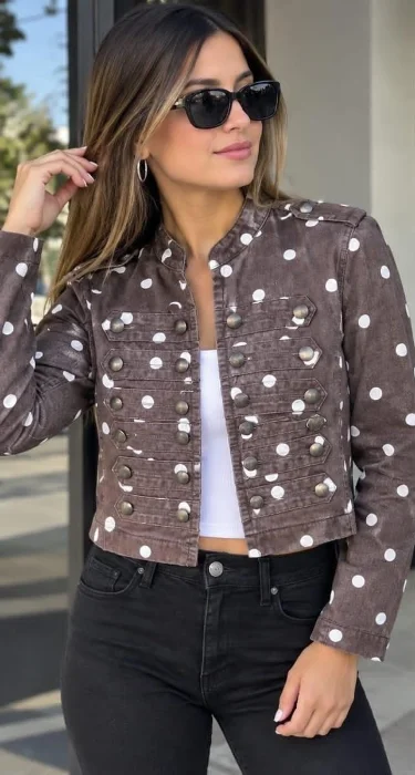 Chaqueta Napoleón Lunares Tela Rigida Premium