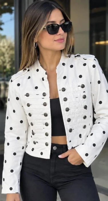 Chaqueta Napoleón Lunares Tela Rigida Premium