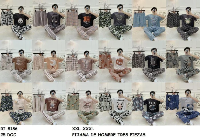 Pijamas 3 Piezas de Hombre