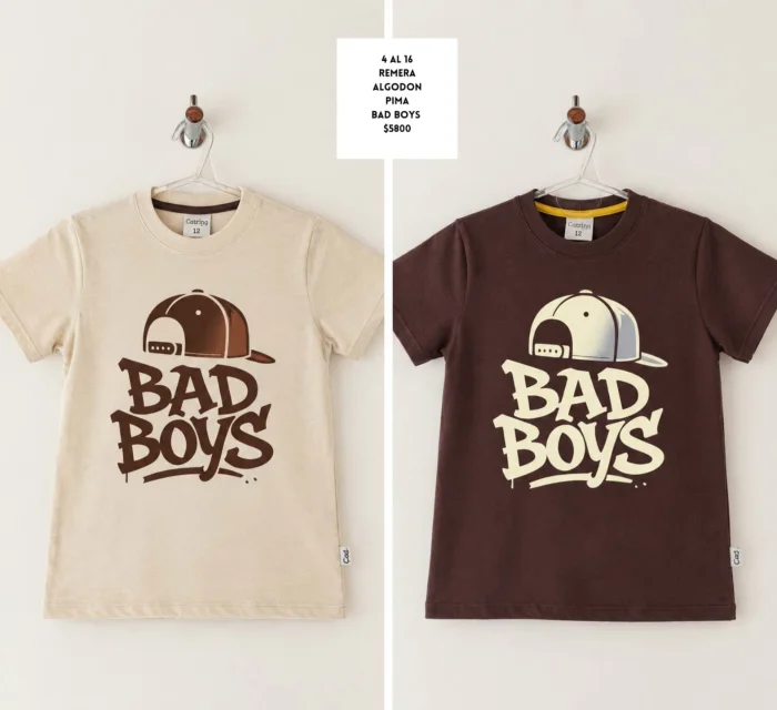 Remera Alg. Pima Peinado Estampa Bad Boys
