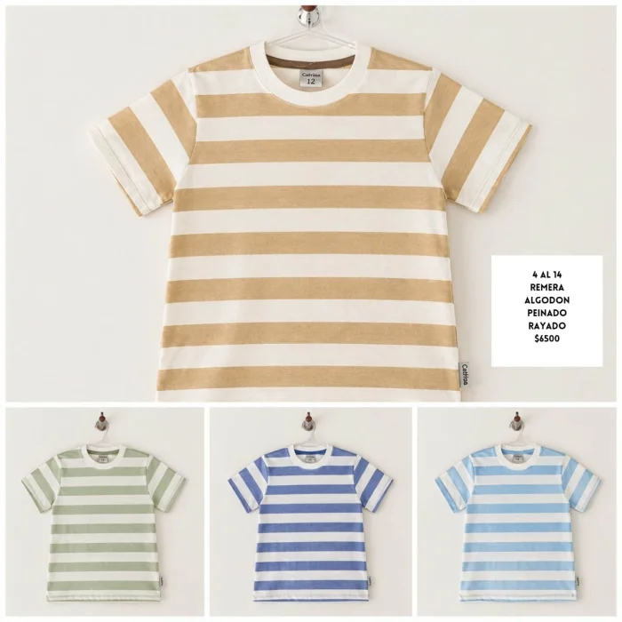 Remera Alg. Peinado Estampado Rayado