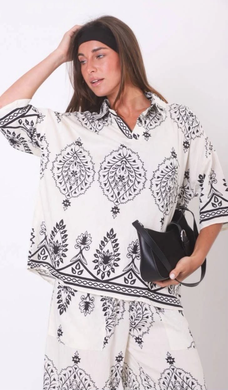 Conjunto Lino Estampado Importado - Imagen 2