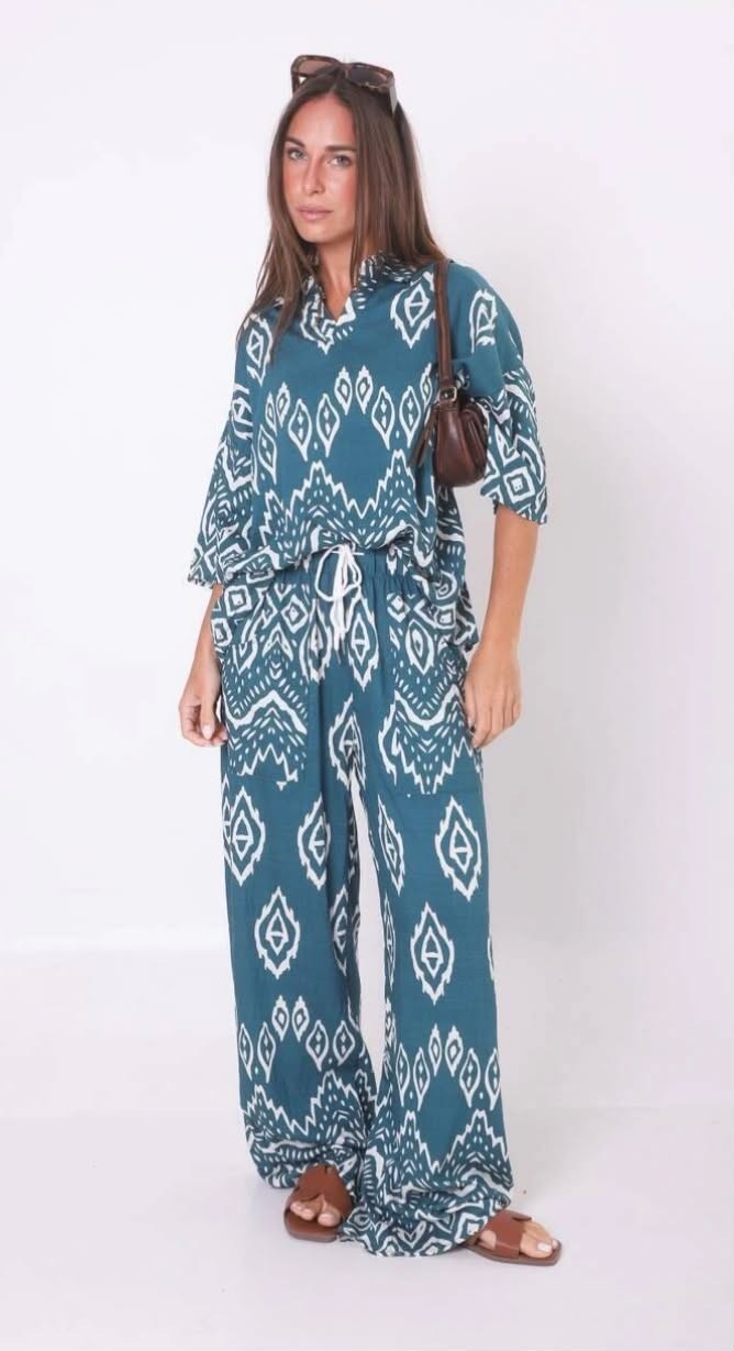 Conjunto Lino Estampado Importado - Imagen 2