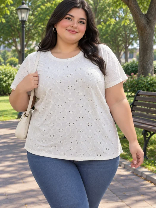 Remera de Señora Talles Grandes Tela  Brodery