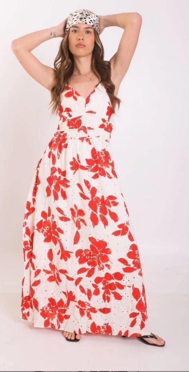 Vestido Estampado y Calado Importado - Imagen 2