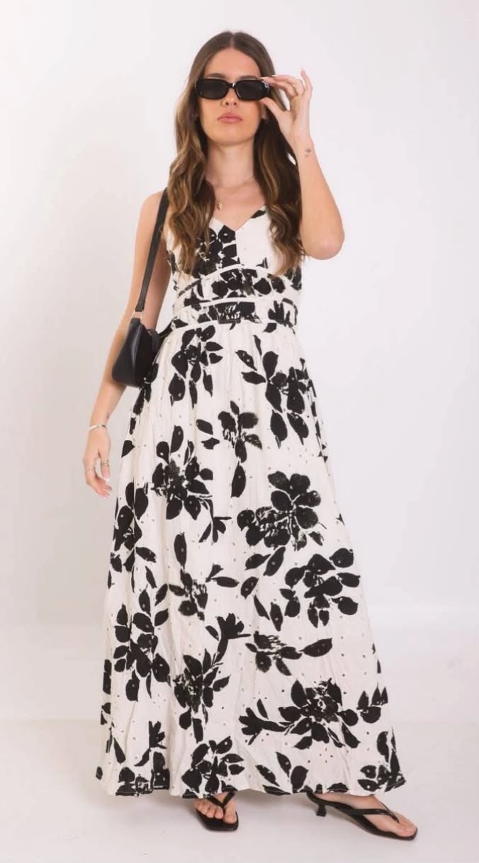 Vestido Estampado y Calado Importado - Imagen 3