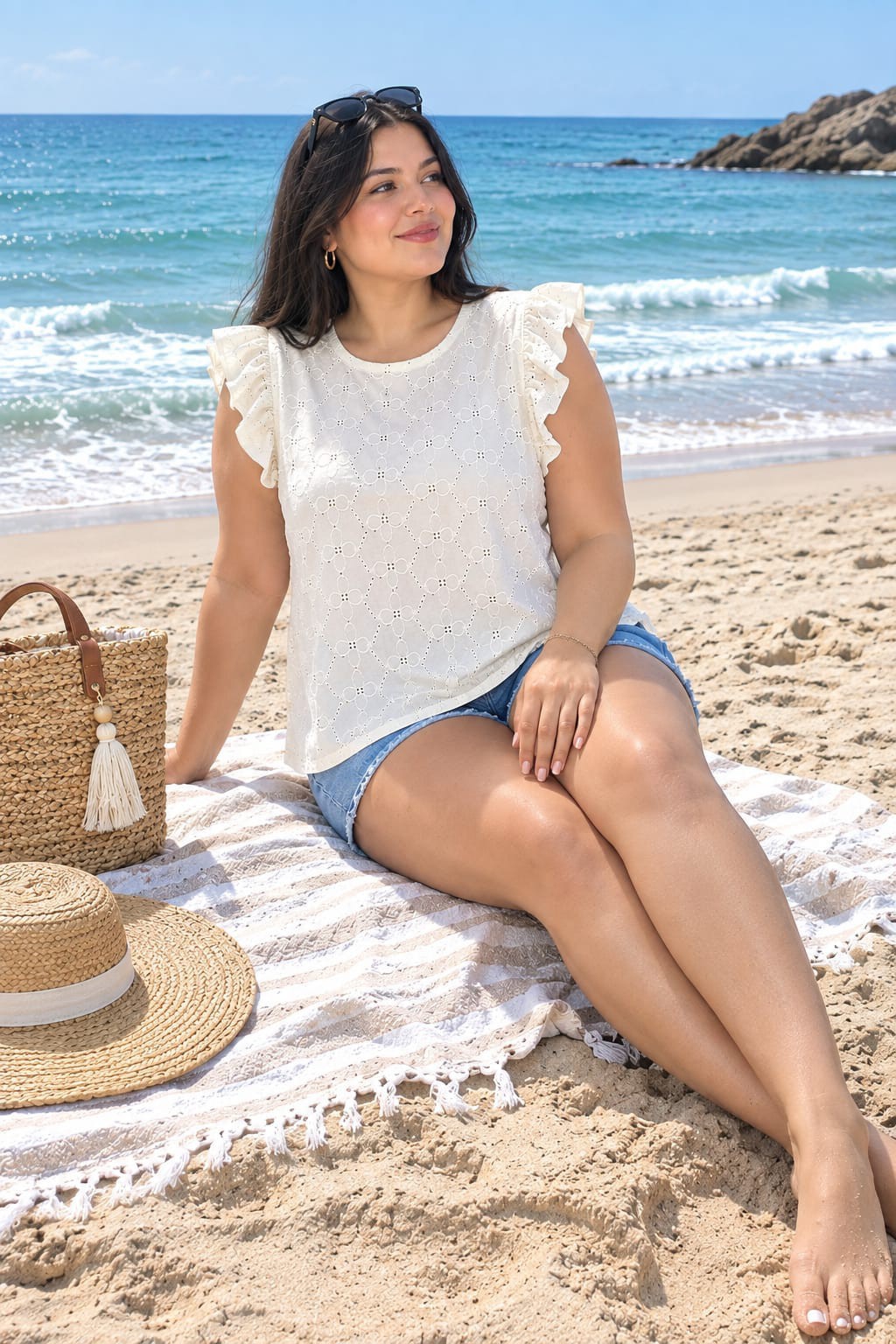 Remera con Boladitos Talles Grandes Tela Brodery - Imagen 3
