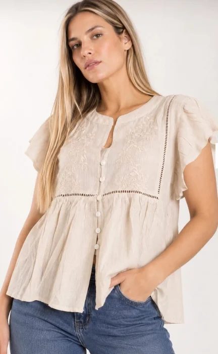 Blusa Bordada Volados Importado