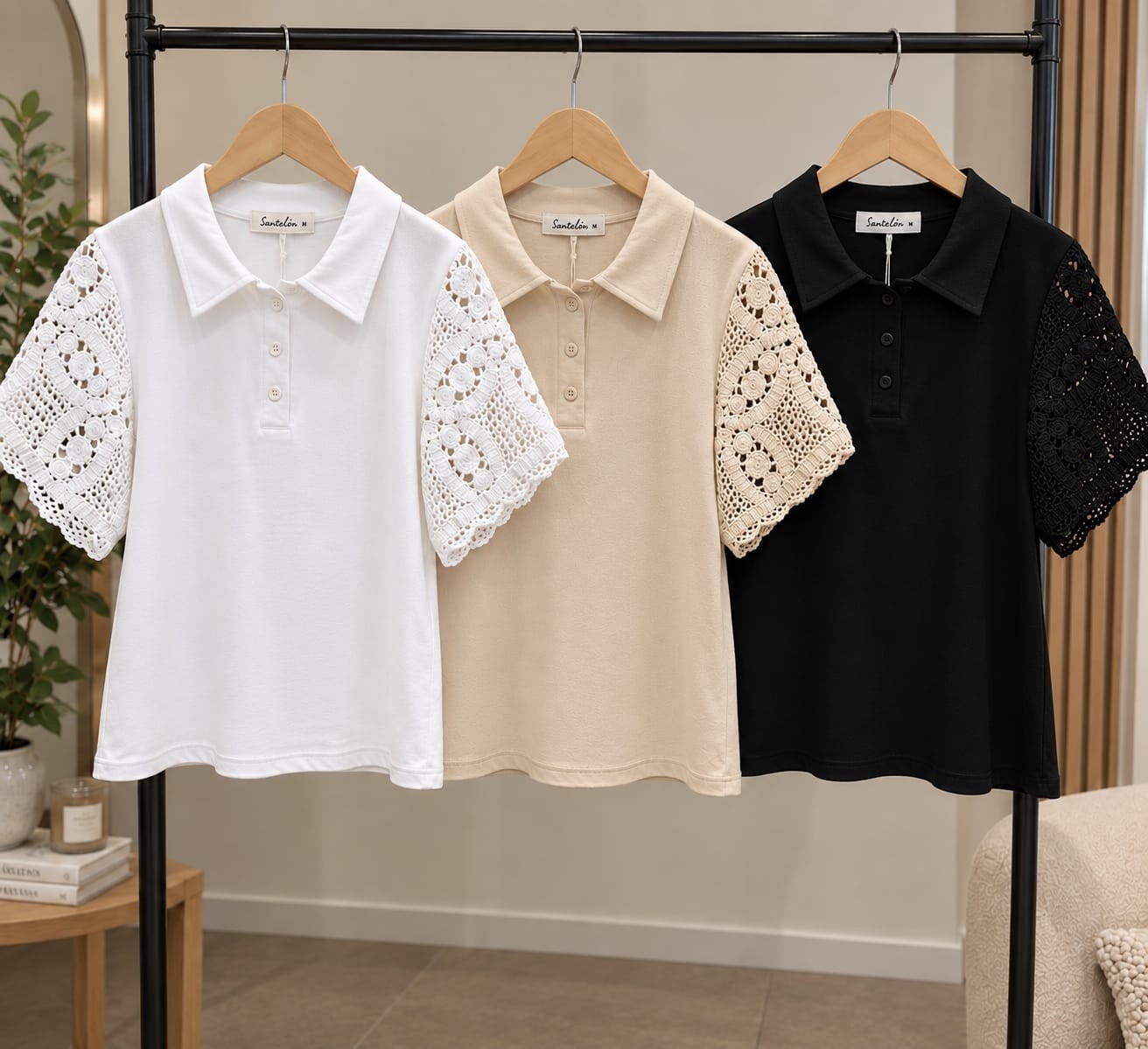 Remera Cuello Camisa Crochet Flora - Imagen 2
