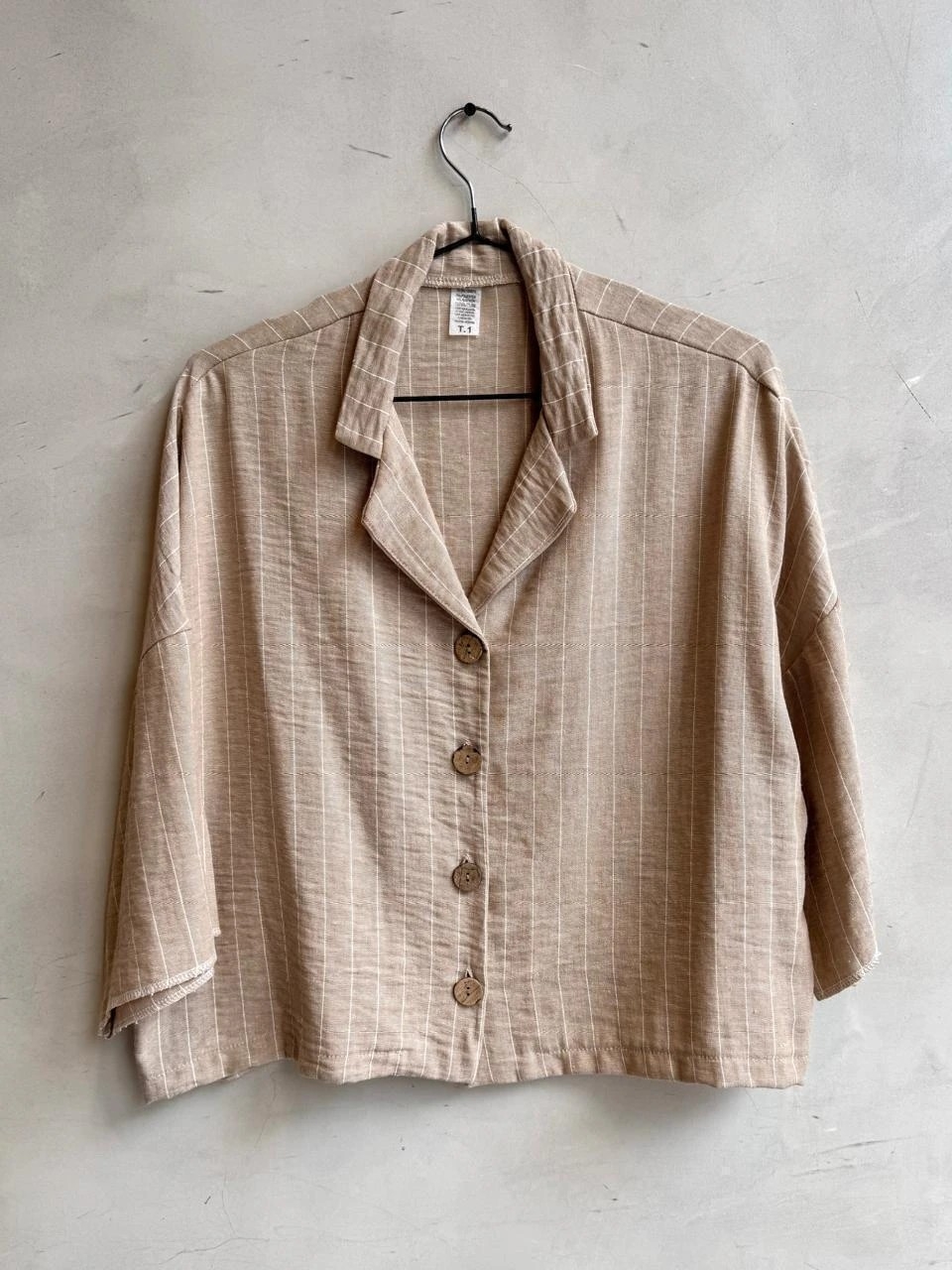 (dv4764) Camisa Lino Rayado - Imagen 3