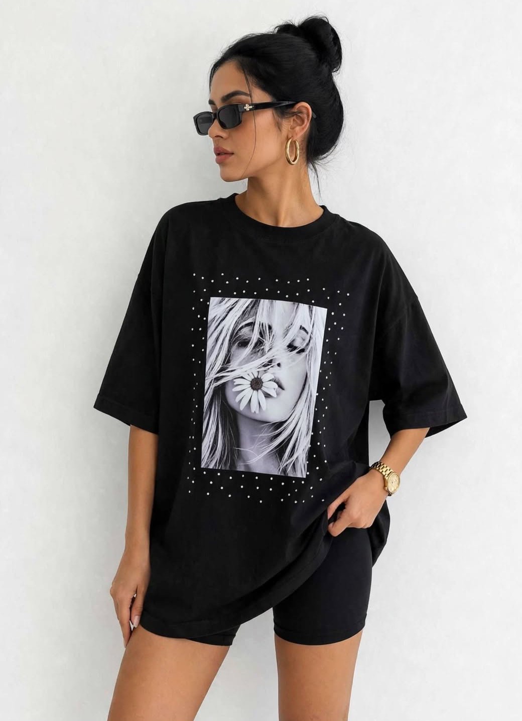 Remeron de Algodon Peinado con Estampa y Strass - Imagen 2
