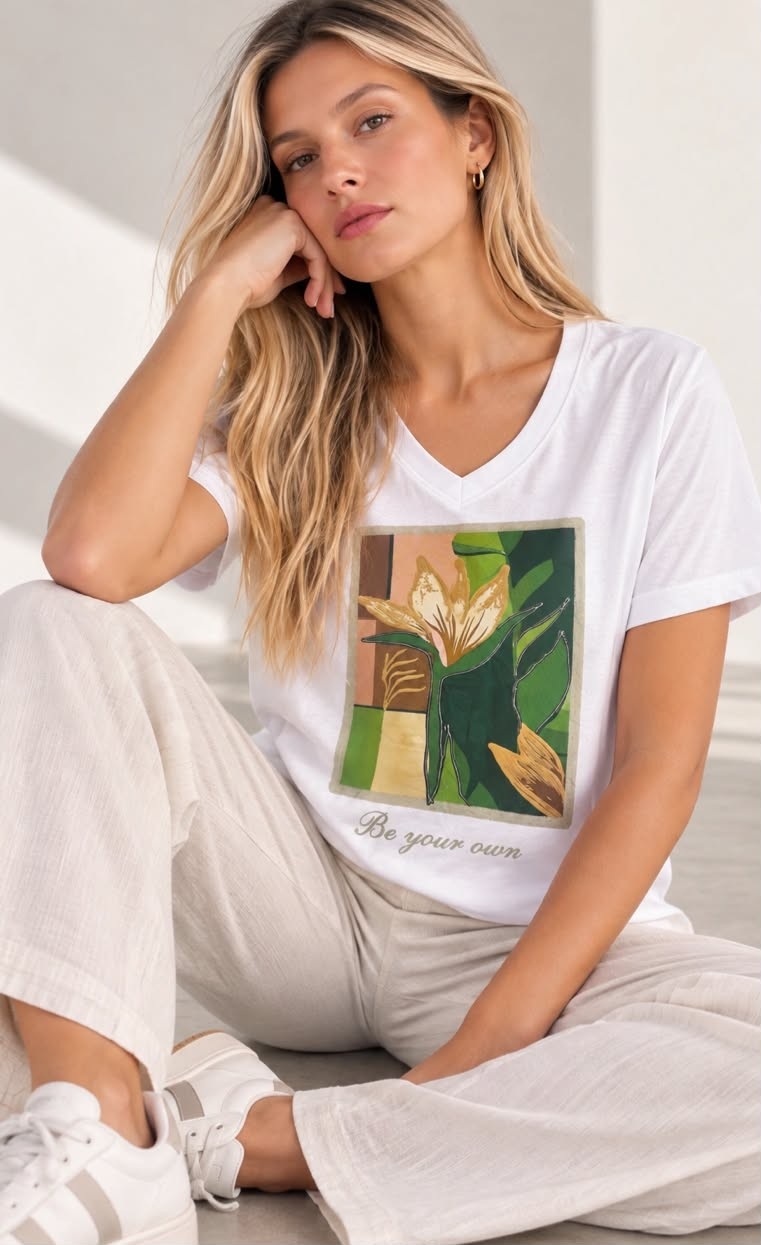 Remera Flor Be Your Own Importado - Imagen 2