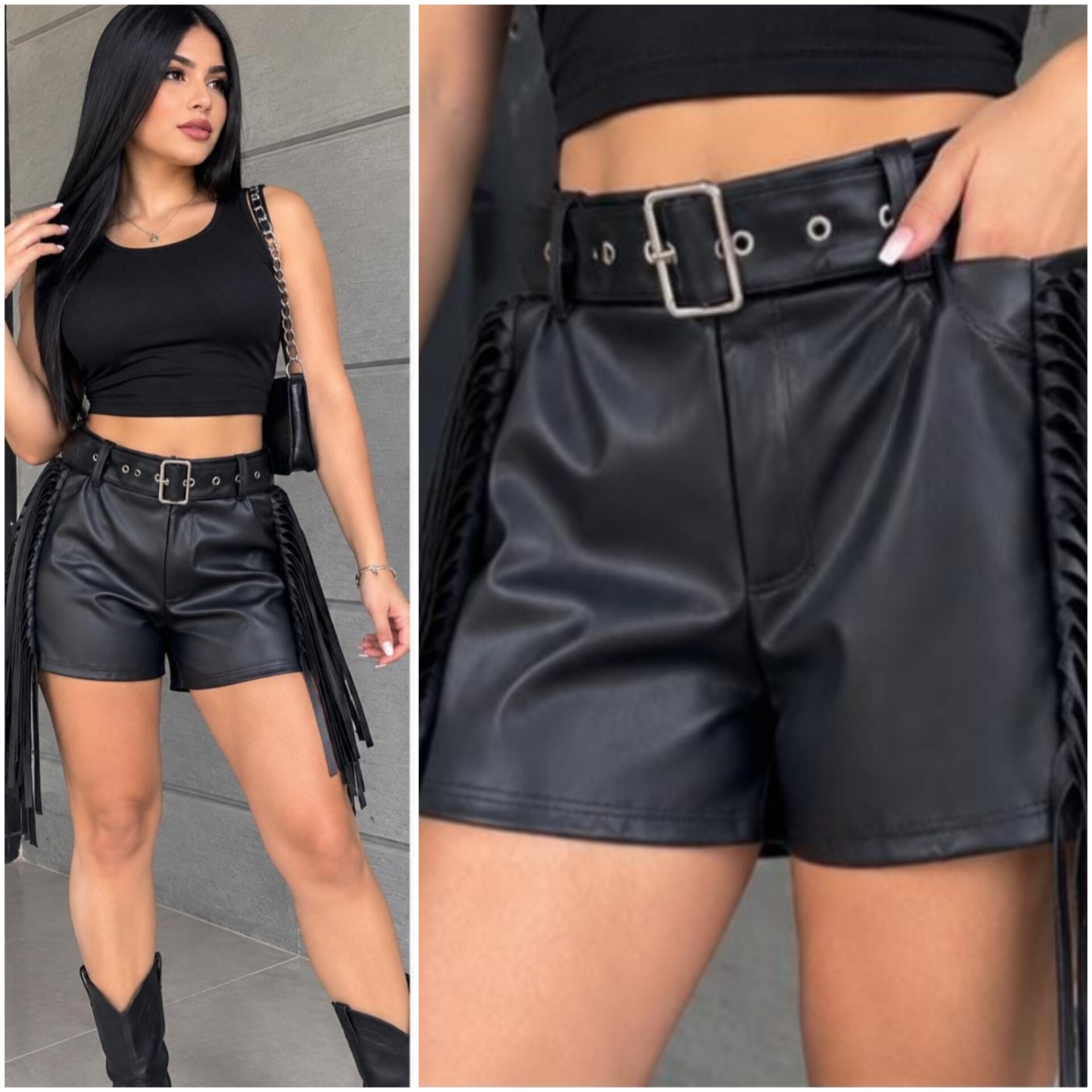Short Engomado con Flecos - Imagen 2