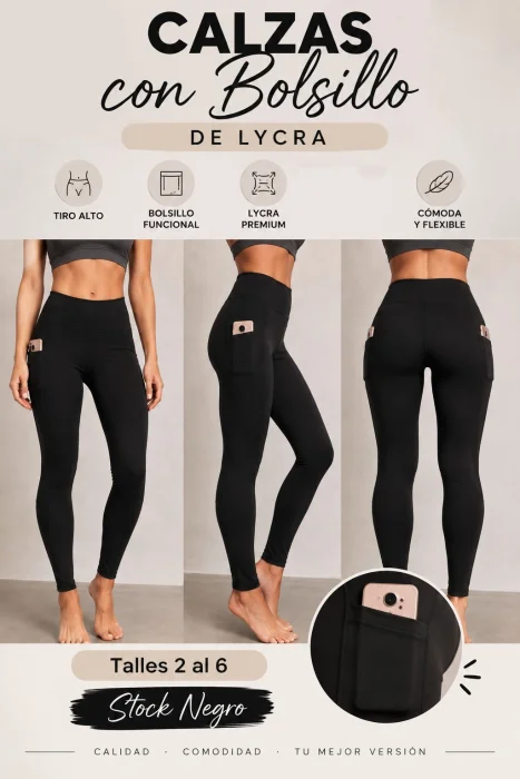 Calza de Lycra con Bolsillos Laterales
