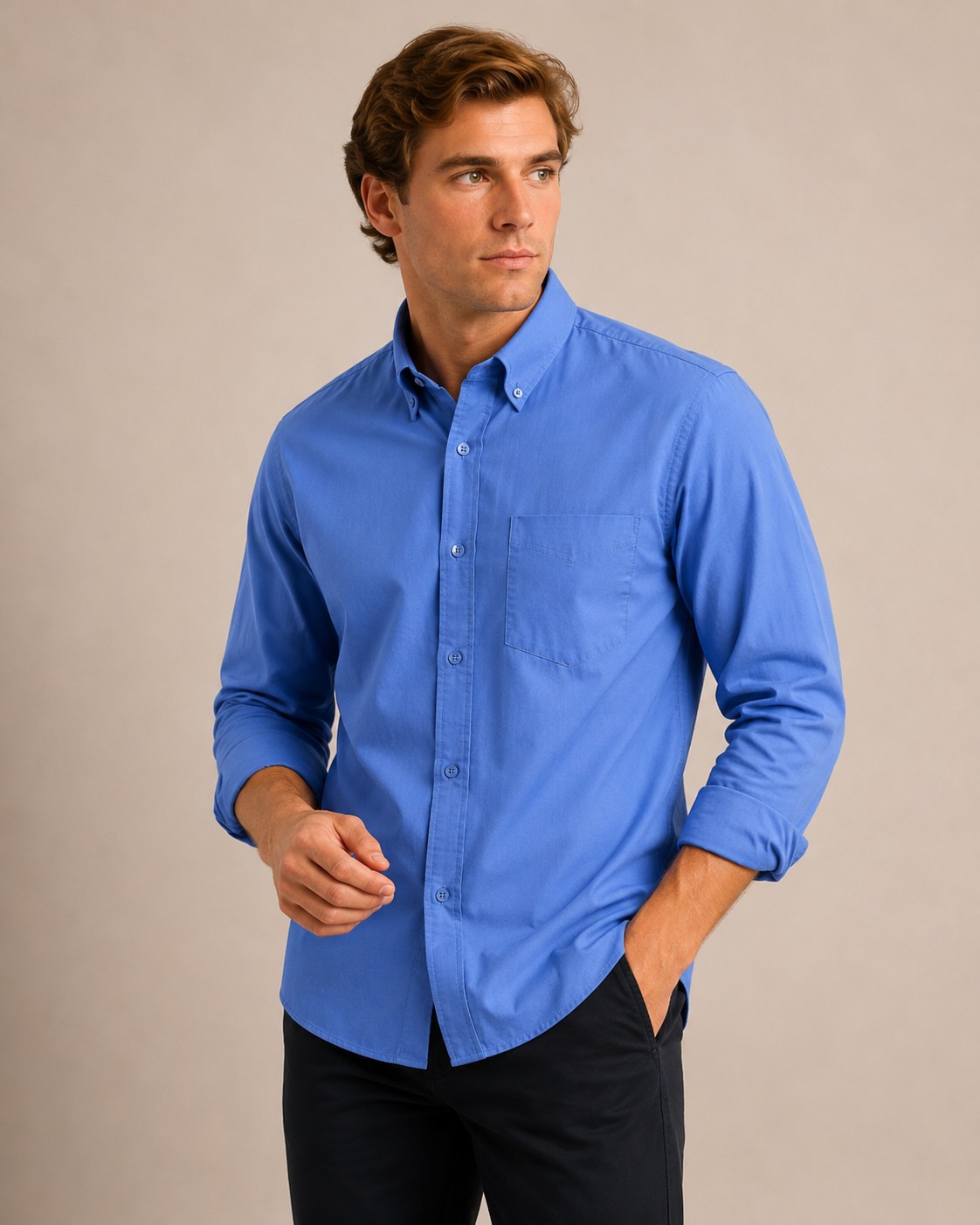 Camisa Liso Clásico Manga Larga - Imagen 4