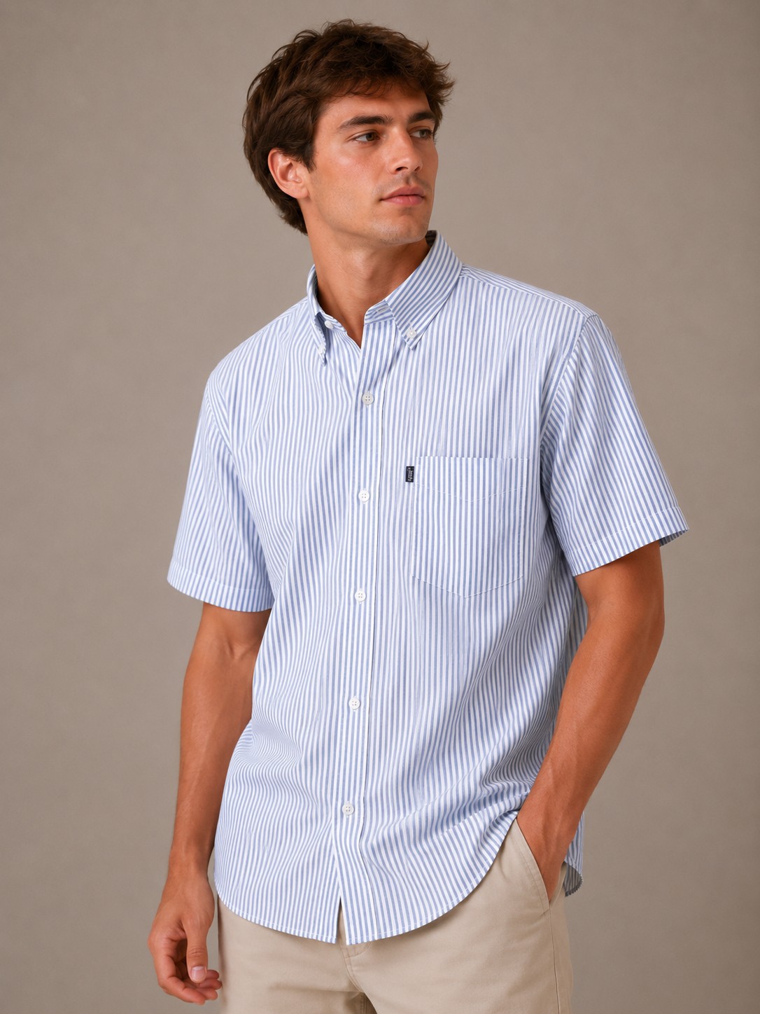 Camisa Rayado Clásico Manga Corta - Imagen 2