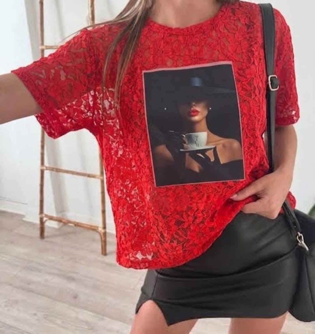 Remera Encaje con Estampa - Imagen 5