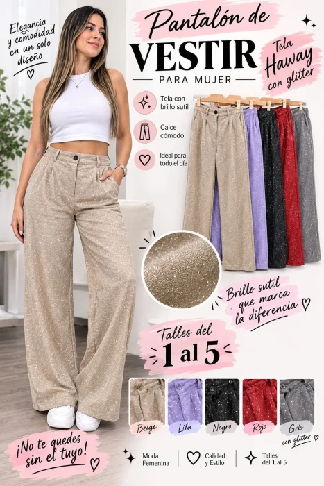 Pantalon de Vestir con Glitter