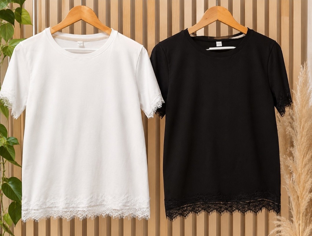 Remera de Algodon con Puntilla - Imagen 2