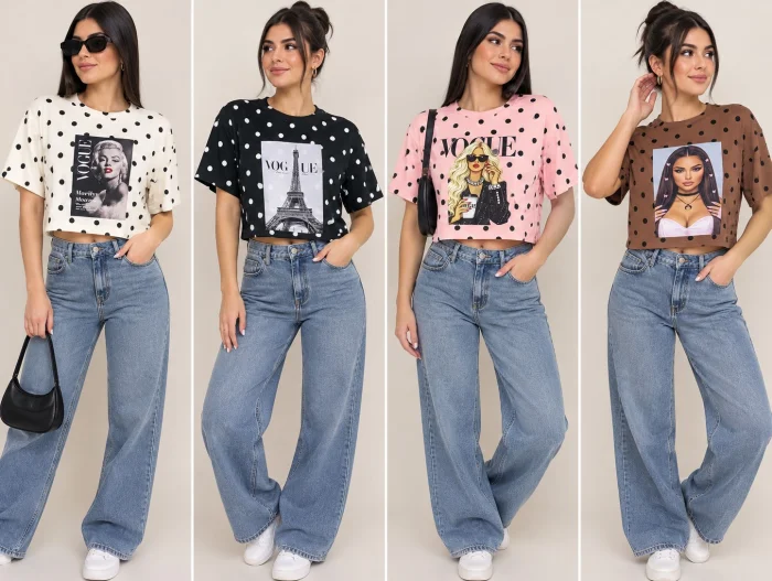 Remeras Boxy Lunares