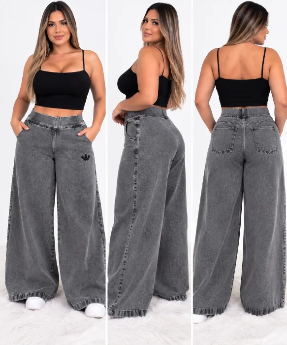 Super Maxi Palazo Jeans Rigido Excelente Calidad