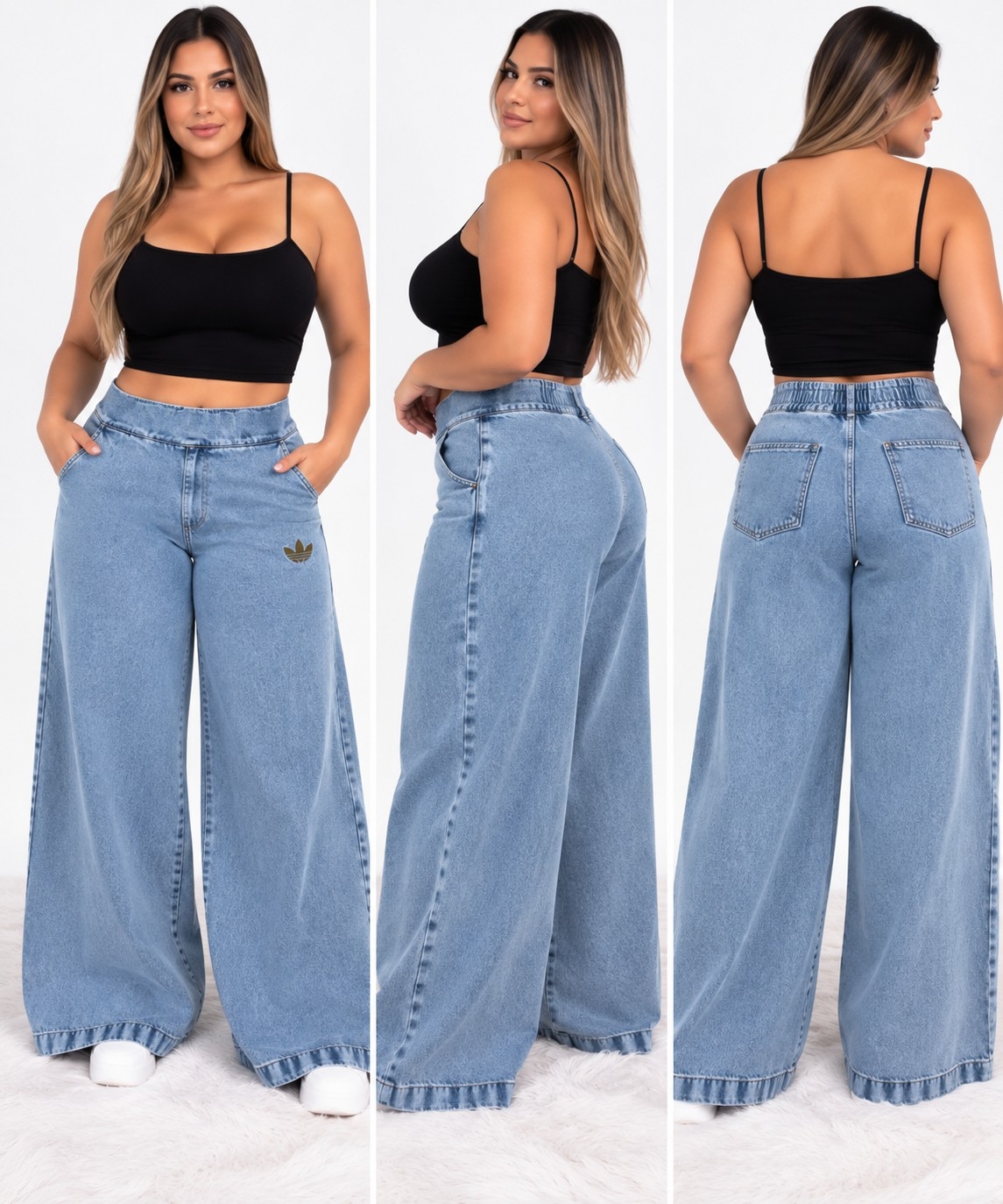 Super Maxi Palazo Jeans Rigido Excelente Calidad - Imagen 2