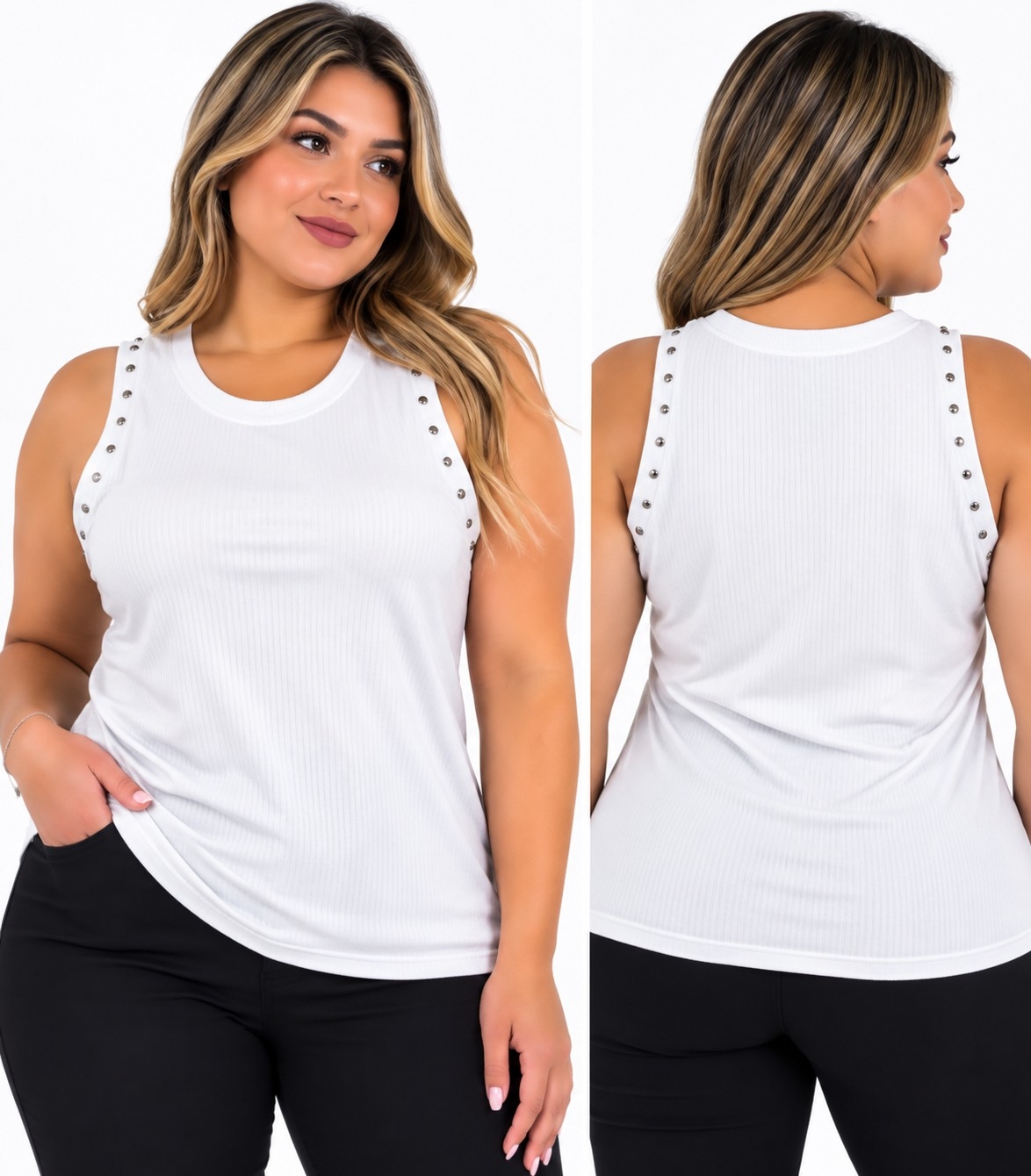 Musculosa Morley con Tachas Excelente Calidad Talles Unico Abarca - Imagen 3