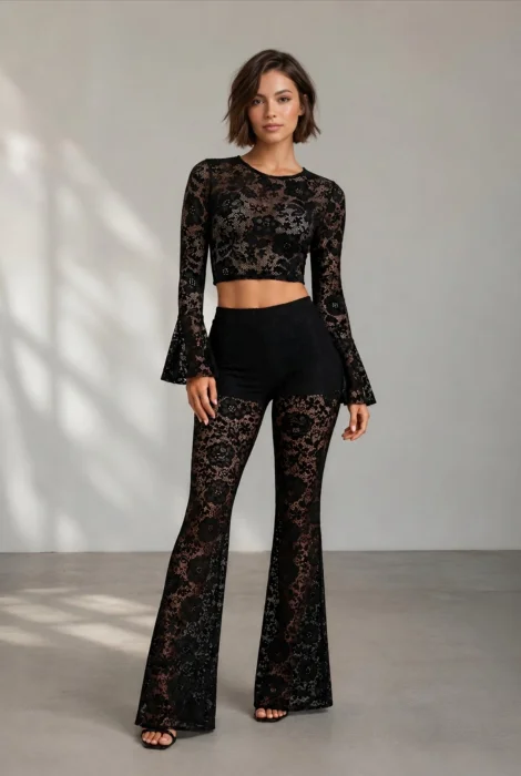 Art7772 Pantalón con Short de Encaje Premium