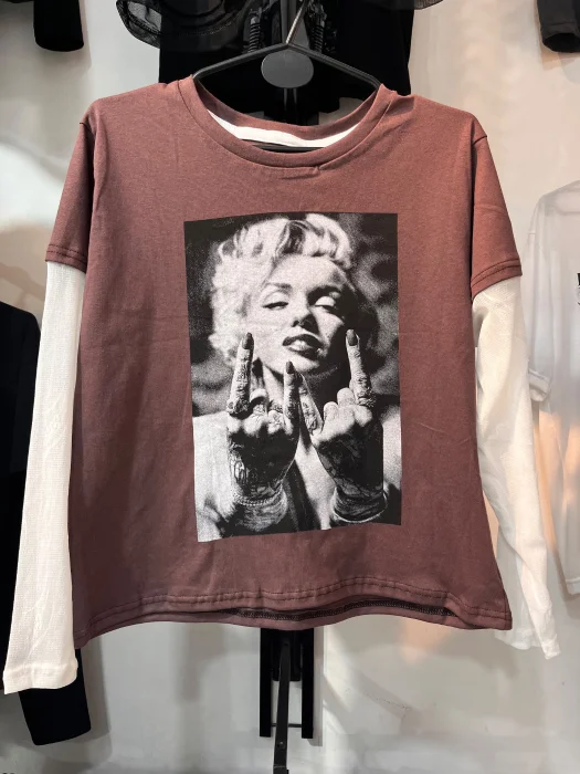Remera Corte Clásico con Mangas de Tul 004 Marilyn
