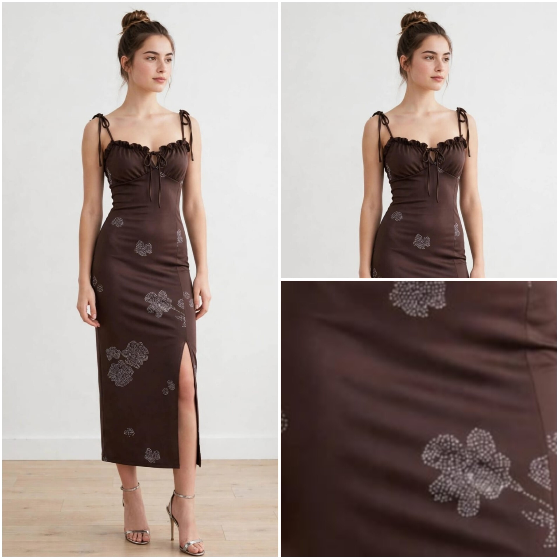 Vestido con Tajo y Detalles en Strass - Imagen 2