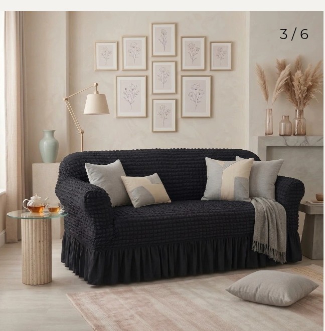 Funda de Sillón 2 Cuerpo Elastizada con Volados - Imagen 2