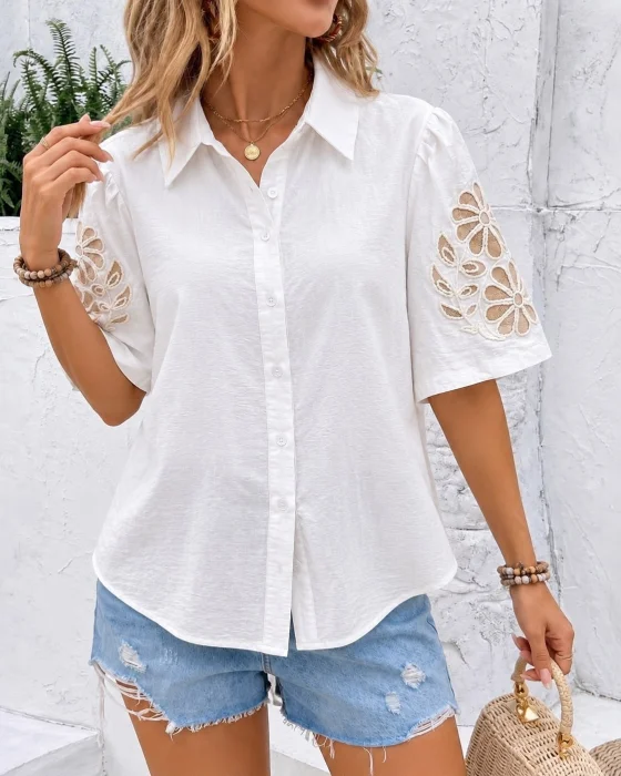 Camisa Manga Bordada