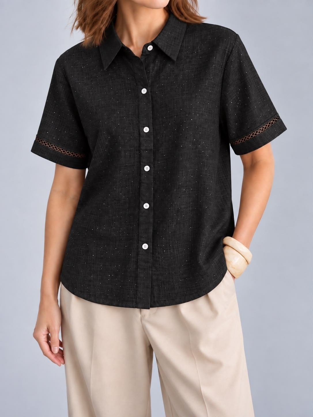 Camisa Amplia Puntos Plateados - Imagen 3